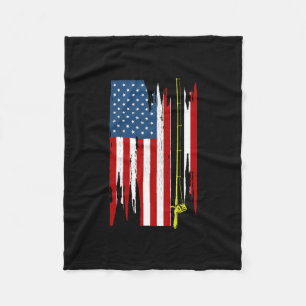 American Flag Fishing Vintage Fishing  Fleece Blanket