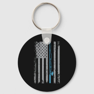 American Flag Fishing Vintage Fishing T Shirt Tren Key Ring