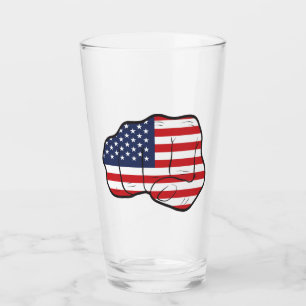 American Flag Fist Glass