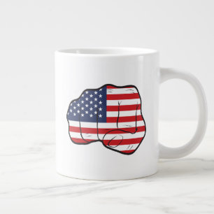 American Flag Fist Large Coffee Mug