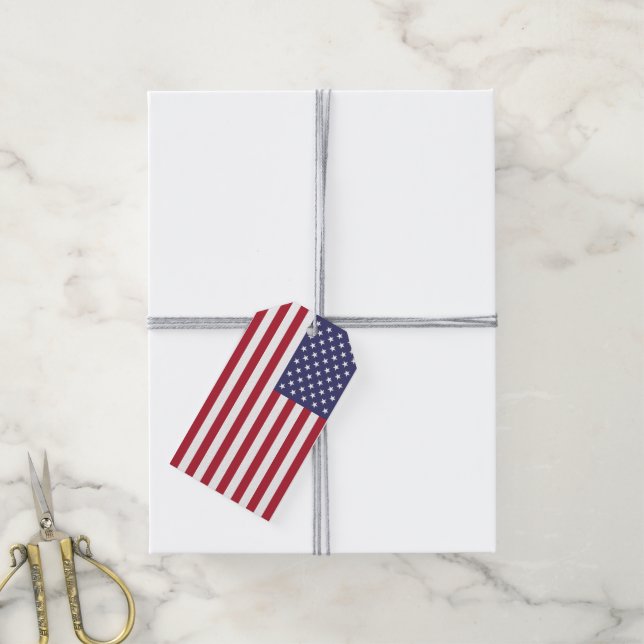 American Flag Fitted Gift Tags (With Twine)