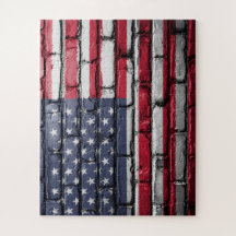 American Flag, Flag on Bricks Jigsaw Puzzle