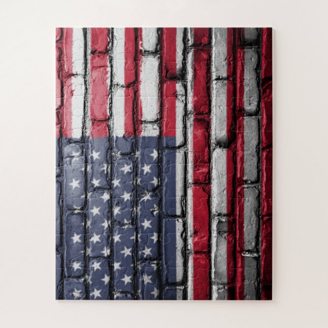 American Flag, Flag on Bricks Jigsaw Puzzle (Vertical)