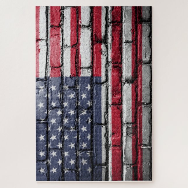 American Flag, Flag on Bricks Jigsaw Puzzle (Vertical)