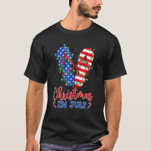 American Flag Flip Flops Xmas Lights Christmas In T-Shirt