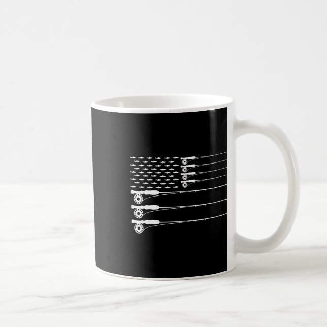 American Flag Fly Fishing Rod Trout Patriot Men T  Coffee Mug (Right)