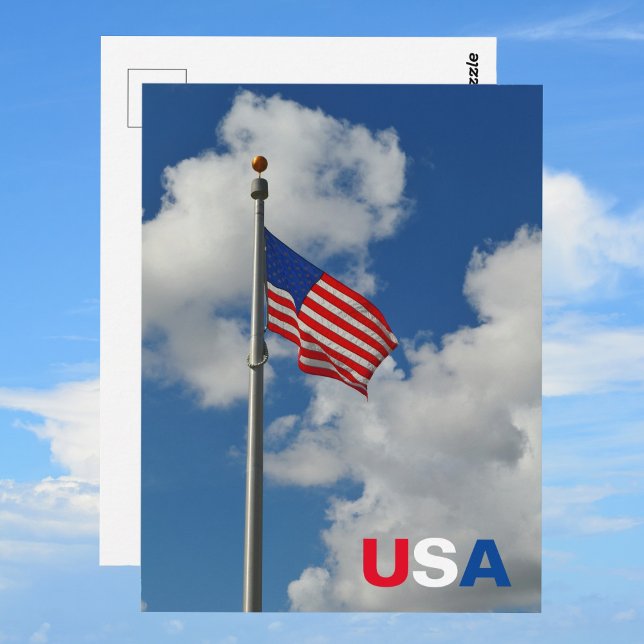 American Flag Flying Red White and Blue Patriotic Postcard (Creator Uploaded)