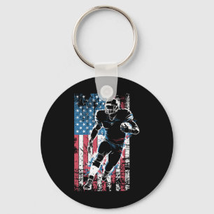 American Flag Football Player Patriotic Sports Des Key Ring