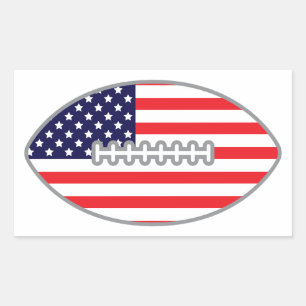 American Flag Football Rectangular Sticker