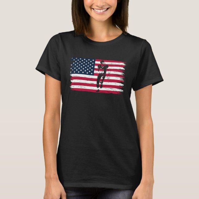 American Flag Football Tackle Athlete Quarterback  T-Shirt (Front)