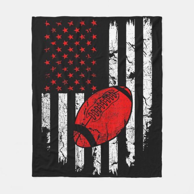 American Flag Football USA Patriotic Sport Lover C Fleece Blanket (Front)