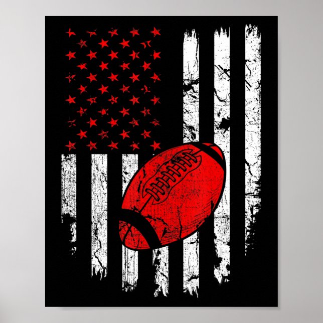 American Flag Football USA Patriotic Sport Lover C Poster (Front)