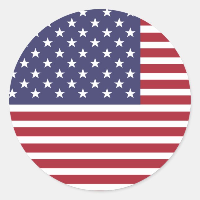 American Flag Fourth of July Independence Day Classic Round Sticker (Front)