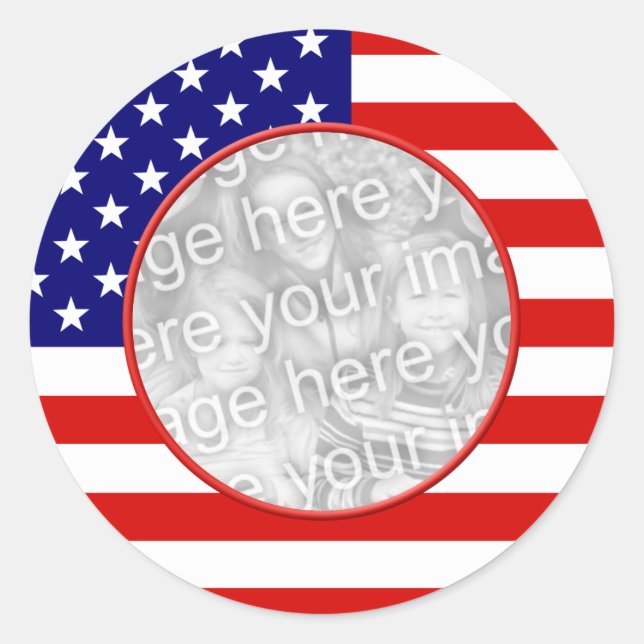 American Flag Frame Classic Round Sticker (Front)