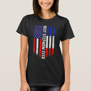American Flag & France Flag Best Stepmom Ever Fami T-Shirt