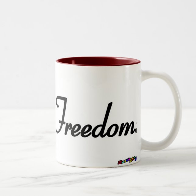 American Flag - Freedom! - distressed Two-Tone Coffee Mug (Right)