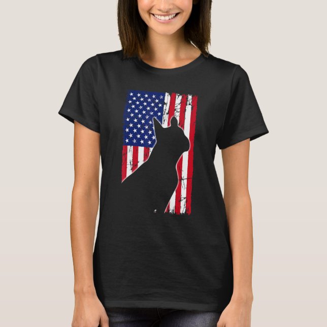 American Flag French Bulldog Dog Dad Mum Puppy Pat T-Shirt (Front)
