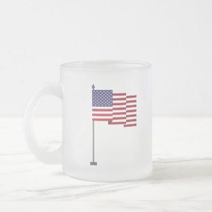 American flag frosted glass coffee mug
