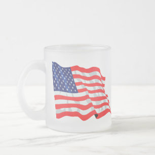 American flag frosted glass coffee mug