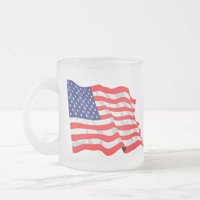 American flag  frosted glass coffee mug (Left)