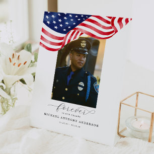 American Flag Funeral Forever In Our Hearts Memory Pedestal Sign