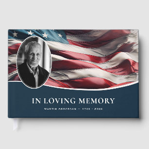 American Flag Funeral Memorial Photo Guest Book