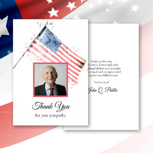American Flag Funeral Memorial Sympathy Thank You Card