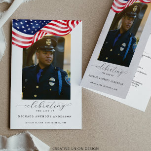 American Flag Funeral Program Template for Service Flyer