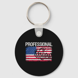 American Flag Funny Fishing Retro Professional Mas Key Ring