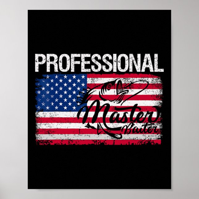 American Flag Funny Fishing Retro Professional Mas Poster (Front)