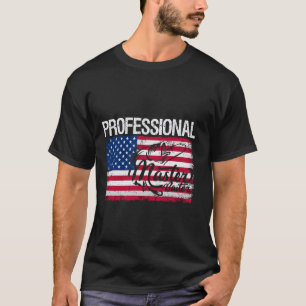 American Flag Funny Fishing Retro Professional Mas T-Shirt