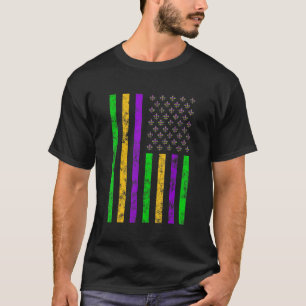 American Flag Funny Mardi Gras Retro Mardi Gras Fl T-Shirt