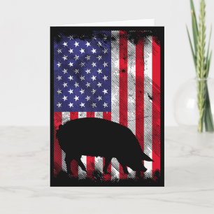 American Flag G Vintage Farm Animal Patriotic Farm Card