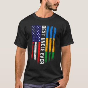 American Flag & Gabon Flag Best Uncle Ever Family T-Shirt