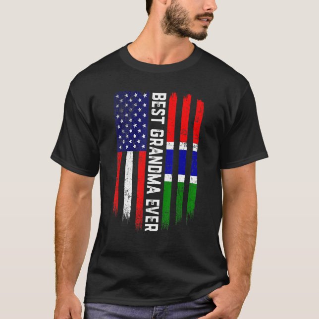 American Flag & Gambia Flag Best Grandma Ever Fami T-Shirt (Front)