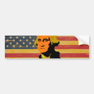 American Flag George Washington Bumper Sticker