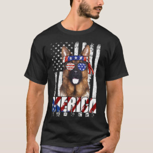 American Flag German Shepherd Patriotic 4th Of Jul T-Shirt