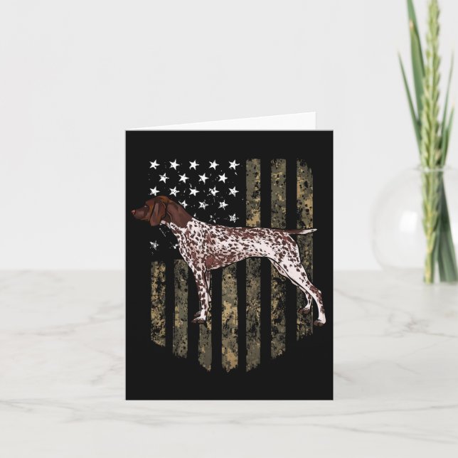 American Flag German Shorthaired Pointer 4th Of Ju Card (Front)