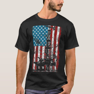 American flag gift for Oil Rig Worker Roughnecks O T-Shirt