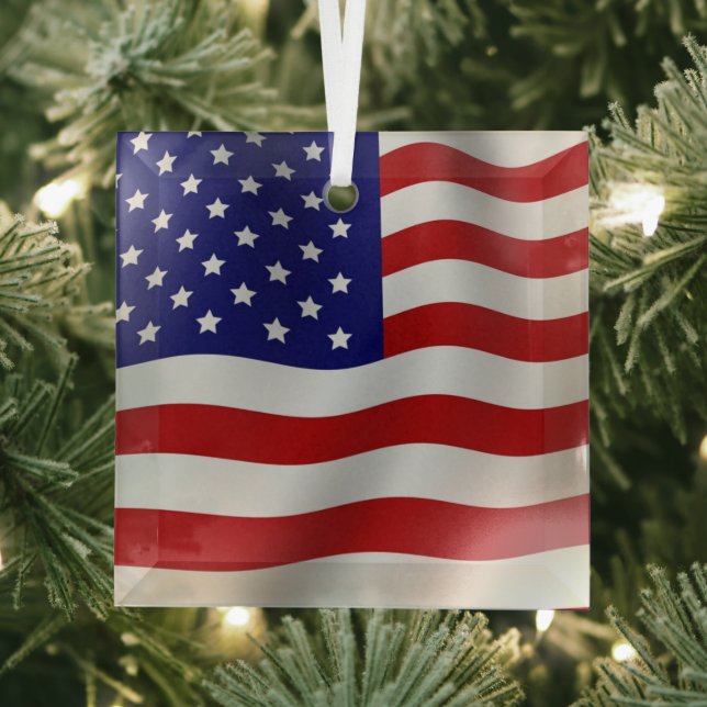 American Flag Glass Tree Decoration (Insitu)