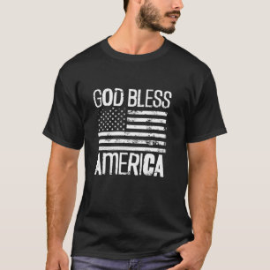 American Flag God Bless America Distressed Look US T-Shirt