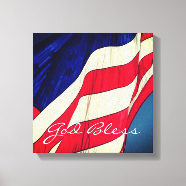 American Flag- God Bless Wrapped Canvas Print (Front)
