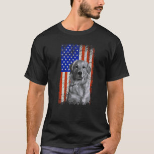 American Flag Golden Retriever Dog Dad Mum Puppy P T-Shirt