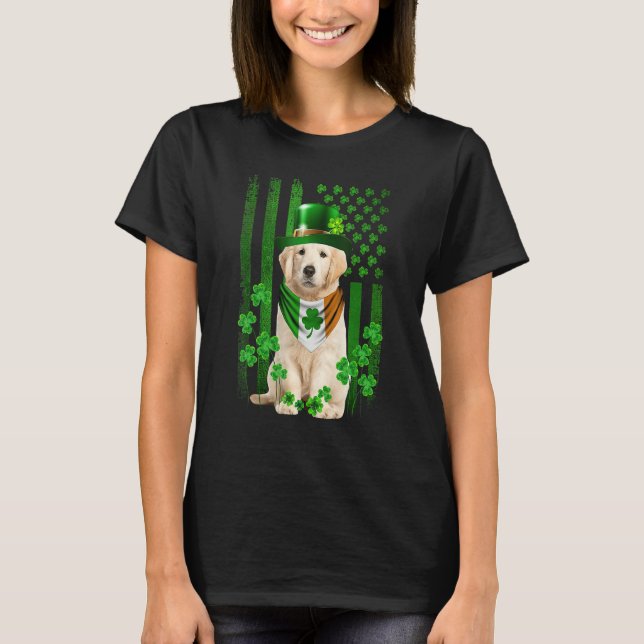 American Flag Golden Retriever Dog Hat Irish St Pa T-Shirt (Front)