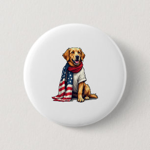 American Flag Golden Retriever Engraved Dog Lover  6 Cm Round Badge