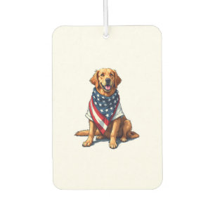 American Flag Golden Retriever Engraved Dog Lover  Car Air Freshener