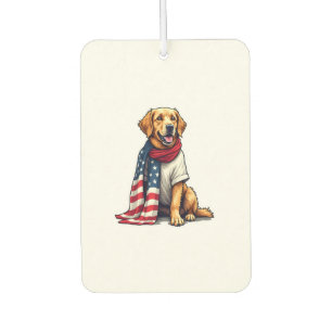 American Flag Golden Retriever Engraved Dog Lover  Car Air Freshener