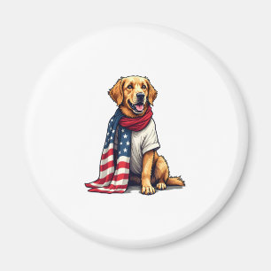 American Flag Golden Retriever Engraved Dog Lover  Magnet