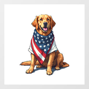 American Flag Golden Retriever Engraved Dog Lover  Window Cling