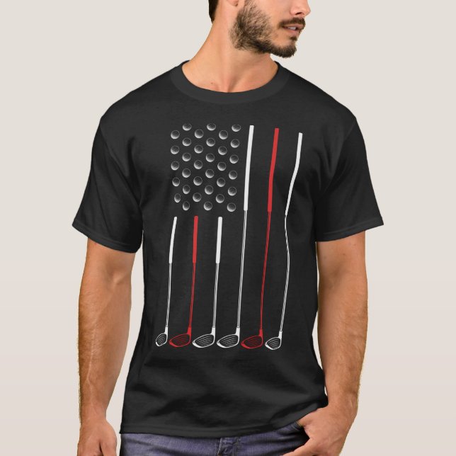 American Flag Golf Clubs Golf Stick Flag T-Shirt (Front)